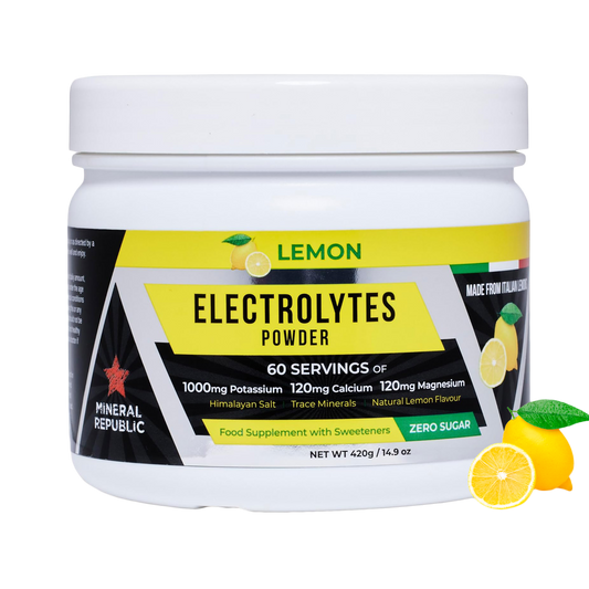 ELECTROLYTES POWDER for Hydration & Recovery – No Sugar, High Magnesium & Potassium, Himalayan Salt, Tasty Lemon - 420g