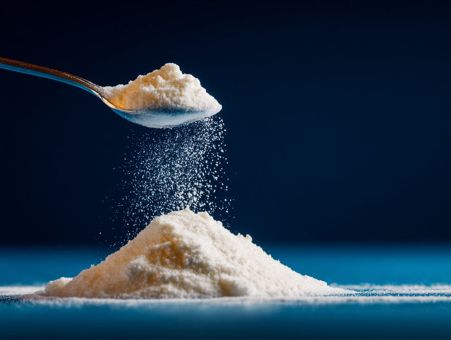 Spoon of calcium citrate powder