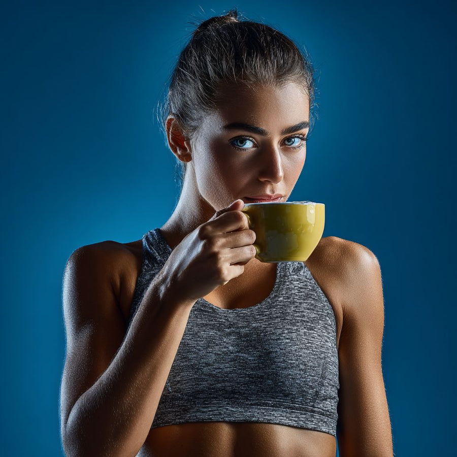 Woman having a drink in the morning