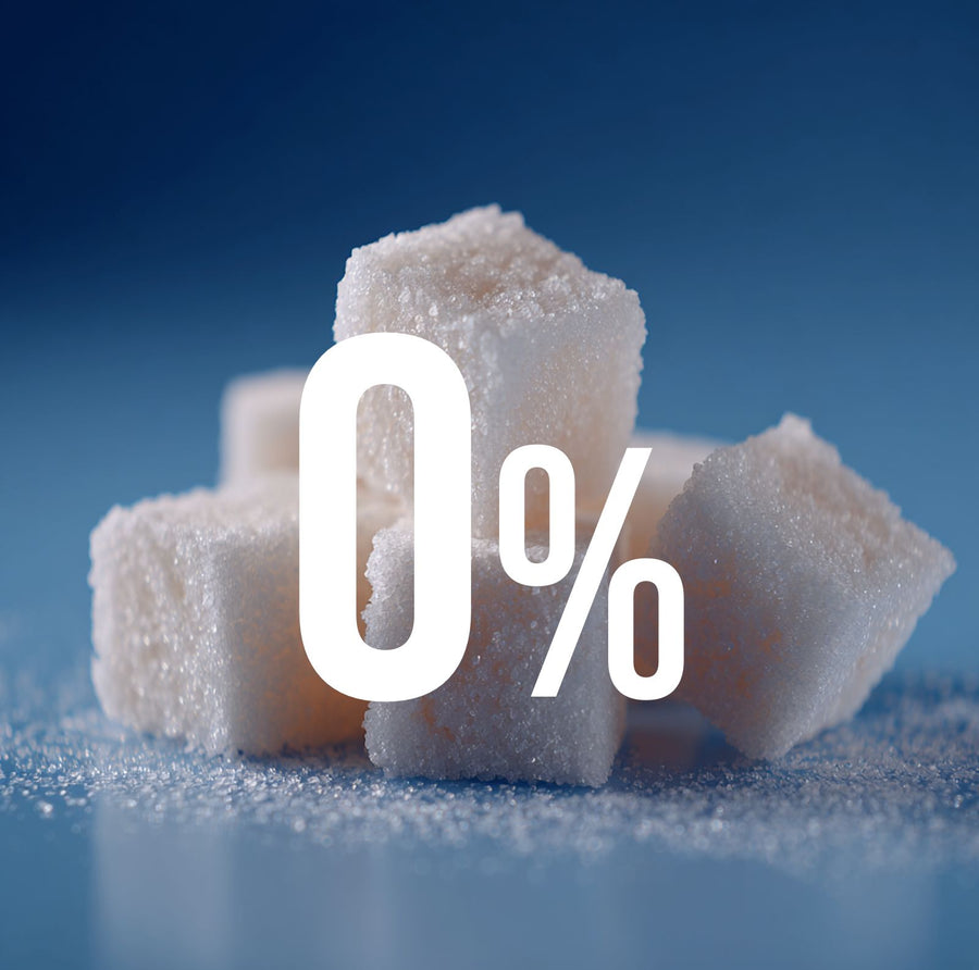 Sugar cubes with a 0% sign: no sugar